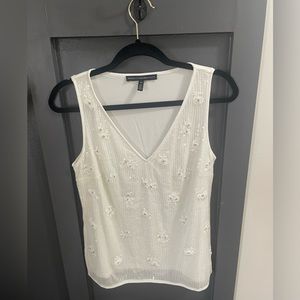 White House Black Market Sparkle Floral Shell